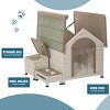 Outdoor Wooden Dog House with Roof and Feeding Station,Pet House for Small to Medium Dogs with Storage and Door Flap - LAOTIES - 4 of 4