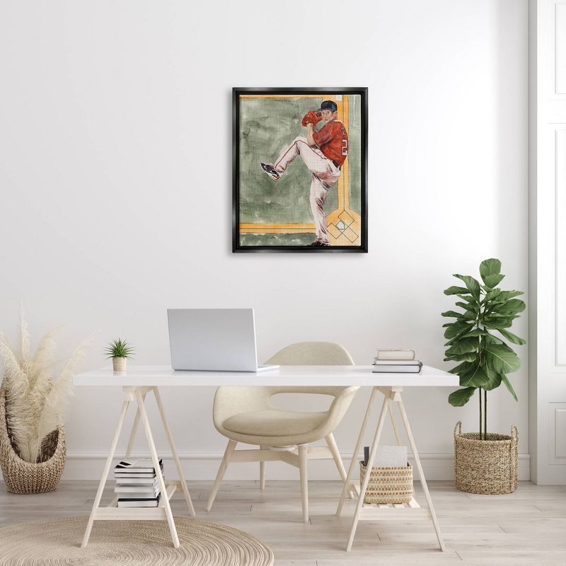 Kids&#39; Wall Art by Melissa Wang Baseball Pitcher Sports Painting Black Framed Kids&#39; Floater Canvas - Stupell Industries, 4 of 8