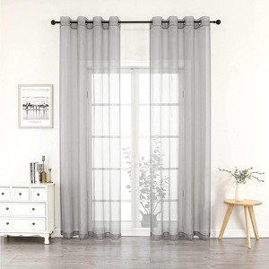 GoodGram Montauk Accents 2 Piece Grommet Top Summery Sheer Voile Window Curtain Panels For Extra Long & Taller Windows - 1 of 3