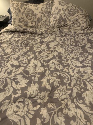 Gray Damask Tanner Reversible Comforter Set (queen) - Marble Hill : Target