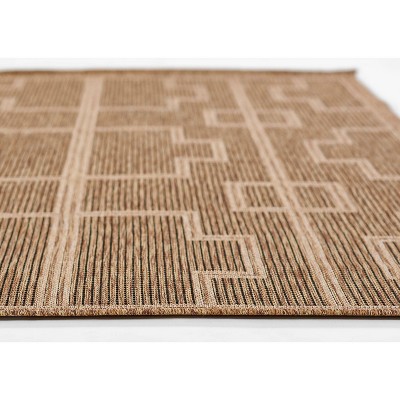 Hampton Natural Brown Geometric Indoor/Outdoor Area Rug 5' x 7'