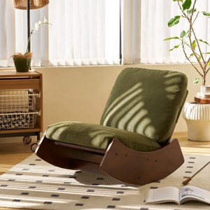 Glider Rocking Chair with Retro Corduroy Upholstery and Solid Wood Frame,Accent Chair for Living Room,Bedroom,Nursery-Baofuwish - 1 of 4