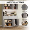 71" Kitchen Pantry Cabinet - Hutch Storage with LED Lights & Power Outlets, Buffet Cabinet with Microwave Stand, Adjustable Shelves, Handless Design - 3 of 4