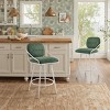 Art Leon Comfortable Fabric Mid-century Modern Swivel Barstool with Wood Back and Metal Frame - 2 of 4