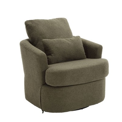 NicBex Teddy Swivel Barrel Accent Chair,Upholstered Swivel Living Room Chairs with Curved Backrest,Cozy Armchair,Accent Chairs for Living Room