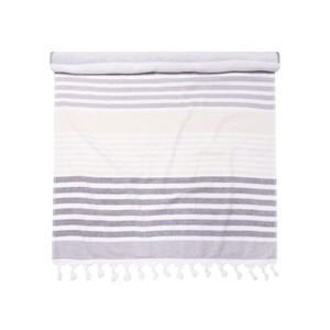 Cotton Oversized Striped Fouta Beach Towel with Tassels by Blue Nile Mills - 1 of 4