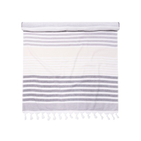 Nautical Stripe Cotton Oversized Reversible Beach Towel Set Of 2 By Blue  Nile Mills : Target