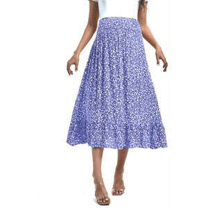 Maternity Dress Women's High Waist Floral Print Pleated Maxi Skirt - 1 of 3