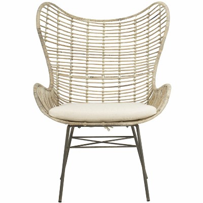 Malia Rattan Wingback Armchair - ACH6500A - White/Grey White Wash - Safavieh