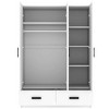 TIRAMISUBEST 3 Door Wardrobe Closet with Storage Drawers - Mobile Lateral Filing Cabinet Locking Wheels Adjustable Shelf - 4 of 4