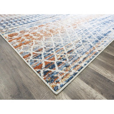 Amelie Ivory Abstract Vintage Synthetic Round Rug, 8'x10'