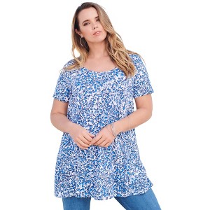 Roaman's Women's Plus Size Ultimate Scoopneck Swing Tunic - 1 of 4