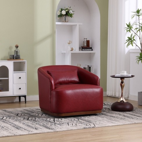 Swivel Accent Chair Barrel Chair Comfy Single Sofa Chair Round Swivel Couch Chair Red