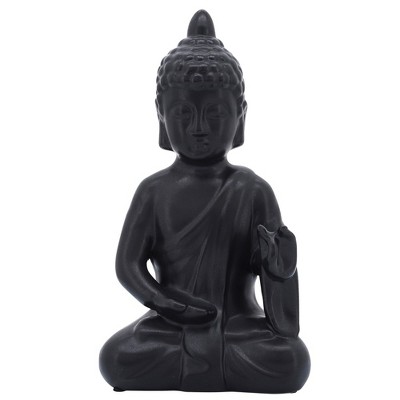 Sagebrook Home 10" Ceramic Buddha Sculpture - Contemporary Black Seated Buddha Statue - Decorative Table Accent For Home, Office, Yoga Studio. Gift