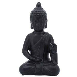 Sagebrook Home 10" Ceramic Buddha Sculpture - Contemporary Black Seated Buddha Statue - Decorative Table Accent For Home, Office, Yoga Studio. Gift - 1 of 4