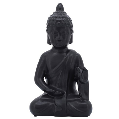 Sagebrook Home 10" Ceramic Buddha Sculpture - Contemporary Black Seated Buddha Statue - Decorative Table Accent For Home, Office, Yoga Studio. Gift - image 1 of 4