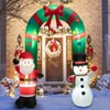Tangkula 8FT Tall Christmas Inflatable Santa Claus and Snowman Archway, Large Blow Up Arch Decoration w/ Bright LED Lights Sandbags Stakes & Ropes - 2 of 4