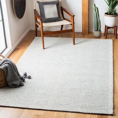 Light Grey and Ivory Flat Woven Wool Area Rug 4' x 6'