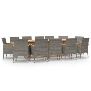 vidaXL 11 Piece Patio Dining Set with Cushions Gray - 1 of 4
