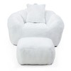 Giant Bean Bag Chair with Footstool, Oversized for Adults & Kids, Faux Fur Shell-Shaped - 4 of 4
