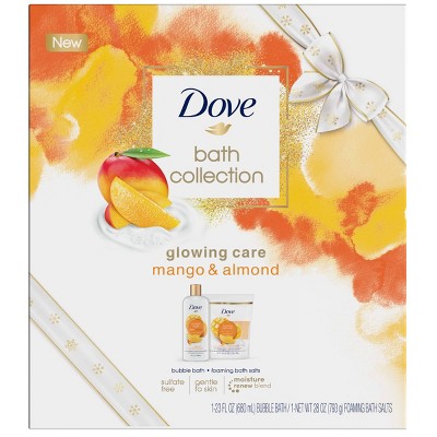 Dove Beauty Mango & Almond Bubble Bath + Foaming Bath Salts Bath & Body Collection Gift Pack Set - 2ct