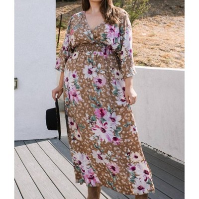 Women's Leopard Floral Print Maxi Wrap Dress - Hayden LA