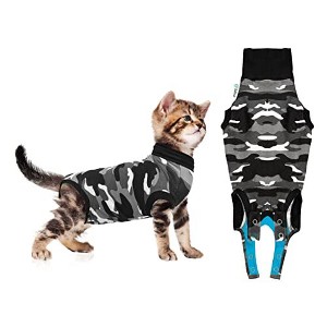 Suitical Recovery Suit for Cats - Comfortable Alternative To A Cat Cone - Black Camouflage - 1 of 4