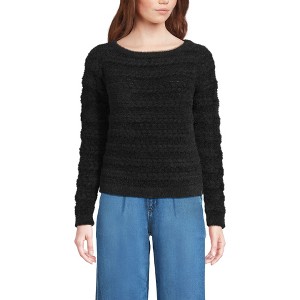 Lands' End Women's Fuzzy Eyelash Cable Boatneck Sweater - 1 of 3