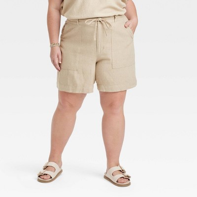 Women's High-Rise Tie-Waist Linen Trouser Shorts - Universal Thread™