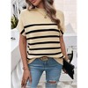 Women's Color Block Short Sleeve Sweater - Stylish Casual Knit Pullover Top with Contrast Trim - 4 of 4