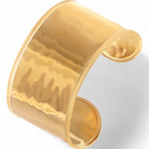 Anna-Kaci Women's Wide Cuff Bracelet with Polished Gold Tone Finish Bold Statement Jewelry- Gold - 1 of 4