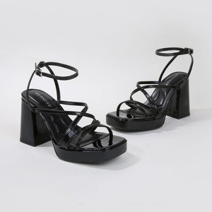 Berness Women's Adore Crisscross Straps Platform Block Heels - 1 of 4