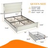 Kumasinova Queen/King Bed Frame with Upholstered Headboard,Bed Frame Queen/King Size with Charging Station&LED Light,Bed Frames with Rivet for Adults - 2 of 4
