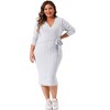 Agnes Orinda Women's Plus Size Elegant Back Slit V Neck Long Sleeve Wrap Sweater Midi Dresses - 3 of 4
