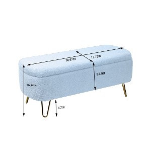 VASIP Camel Faux Fur Storage Ottoman Bench - Upholstered End of Bed Seat with Gold Legs for Bedroom, Living Room & Entryway - 1 of 4