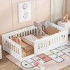 Okak Twin/Full Size Floor Bed Frame Solid Wood Bed with Safety Rails, Low Profile Design for Child Bedroom, Kids Playroom - 2 of 4