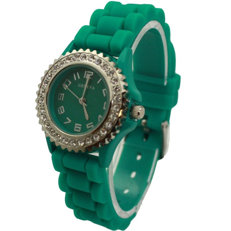 Olivia Pratt Every Day Thin Band Silicone and Rhinestones Colorful Women Watch, 3 of 6