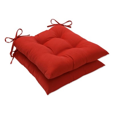 2pk Outdoor/Indoor Wrought Iron Seat Cushion Set Splash Flame Red - Pillow Perfect