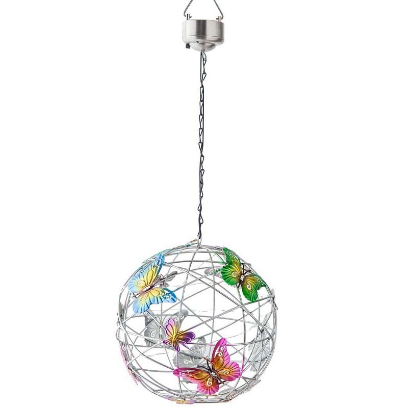 Wind & Weather Solar Lighted Hanging Mesh Orb with Colorful Butterflies, 1 of 4