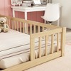 Okak Double Twin Bed Frame with Fence Guardrails, Without Door, Modern Floor Bed for Toddlers/Kids Bedroom - 3 of 4