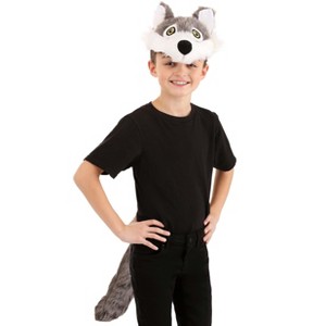 HalloweenCostumes.com    Wolf Plush Headband and Tail Kit, Black/White/Gray - 1 of 4