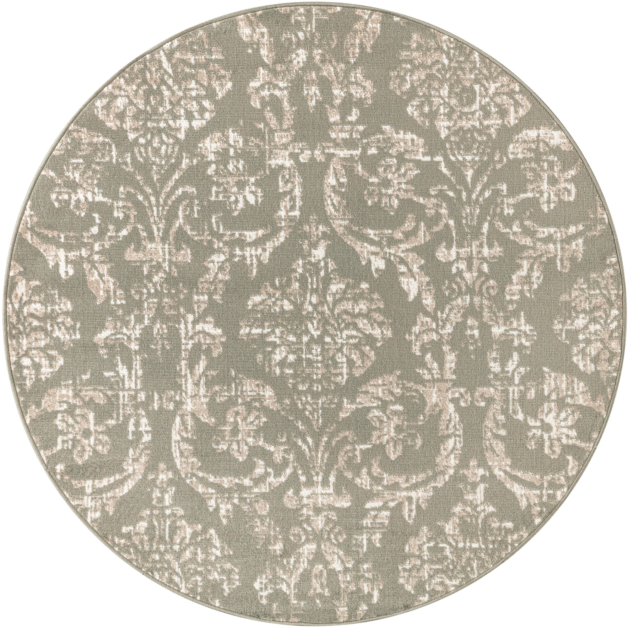 Nourison Jubilant 5'3" x Round Olive Vintage Indoor Rug