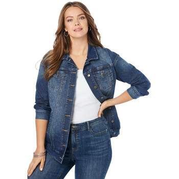 Jessica London Women's Plus Size Short Sleeve Denim Jacket - 14 W, Blue ...