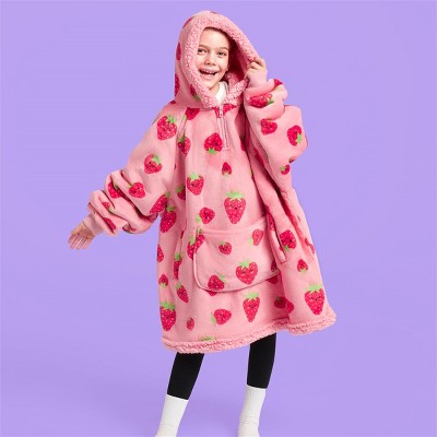 Joyfy Wearable Blanket Hoodie for Kids Adults Christmas Oversized Flannel Fleece Sweatshirt Blanket Cozy Blanket Birthday Gift for Family Girls Boys