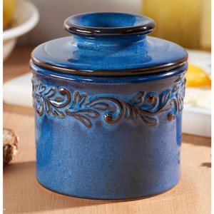 Butter Bell® Crock - Denim Blue Antique Reactive Glaze Ceramic Butter Keeper, Vintage-Style Butter Dish for Spreadable Butter Without Refrigeration - 1 of 4
