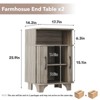 End Table Set of 2, Side Table with Charging Stations and RGB Lights, Grey - 2 of 4