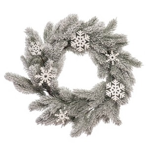 Transpac Artificial 24 in. White Christmas Snowflake Wreath - 1 of 2