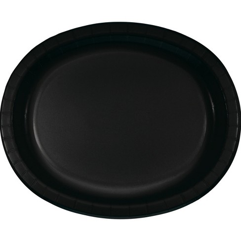 24ct Black Oval Plates Black