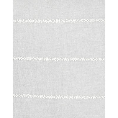Light Grey and White Embroidered Cotton Polyester Pillow Cover