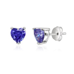 Donatello Gian Sterling Silver Created Tanzanite Gemstone Heart Earrings - 1 of 2